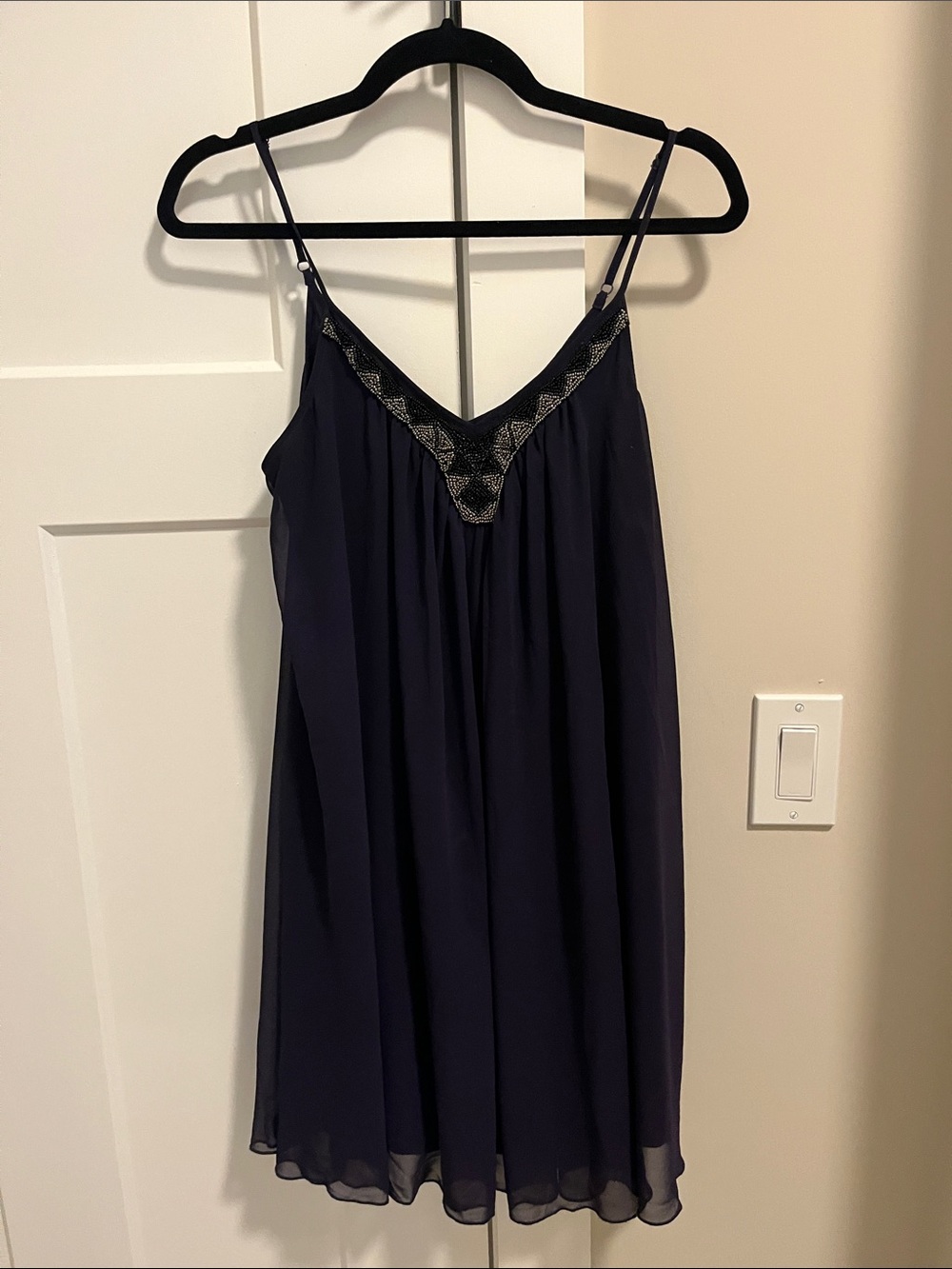 Express Navy Beaded Slip Dress